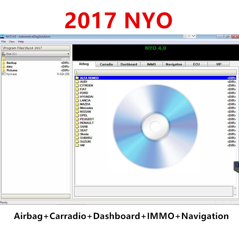 Auto Repair Shop Software - 2017 NYO 4 Full Database Airbag+Carradio+Dashboard+IMMO+Navigation
