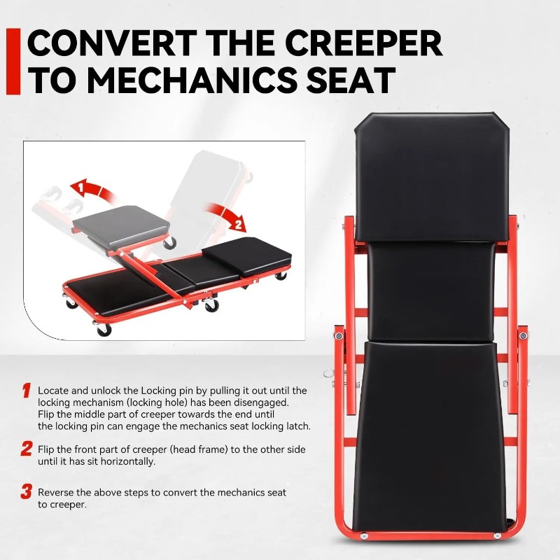 Foldable Z Creeper 2in1 Rollin - Garage Creeper Roller review and price
