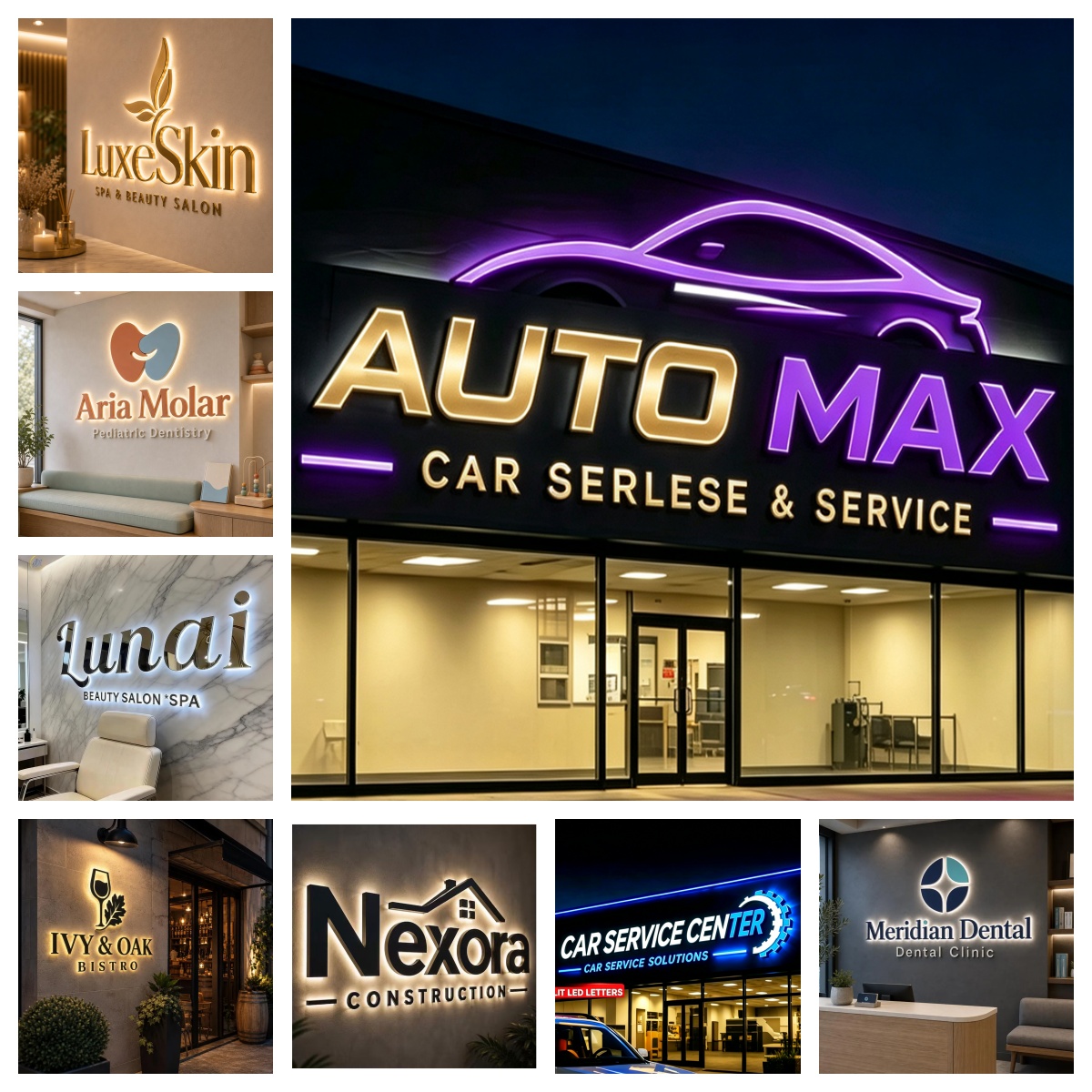 3D Custom LED Illuminated Lett - Auto Repair Shop Logo Design review and price